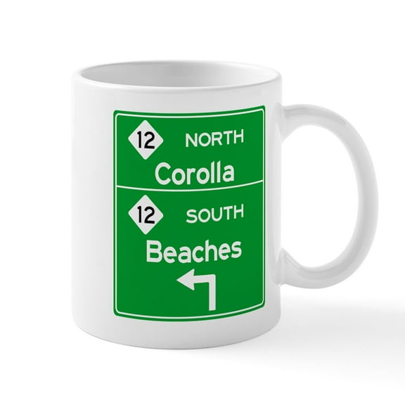 CafePress - Outer Banks Route 12 Sign Mugs - 11 oz Ceramic Mug - Novelty Coffee Tea Cup
