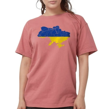 CafePress - Outline Ukraine Flag And Map Cracked Women's Comfo - Womens Comfort Colors® Shirt
