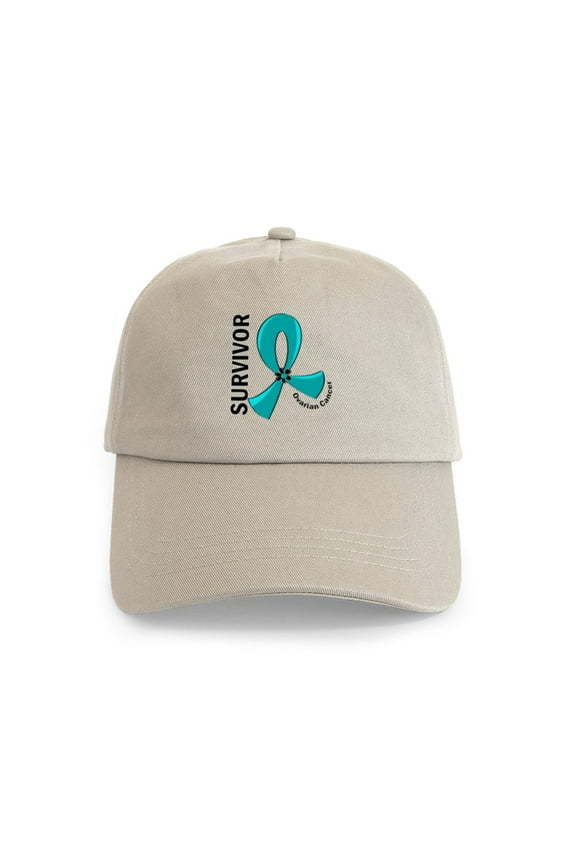 - Ovarian Cancer Survivor 12 Cap - Adjustable 100% Brushed Unisex Casual Cotton Baseball Cap, Beige, 1