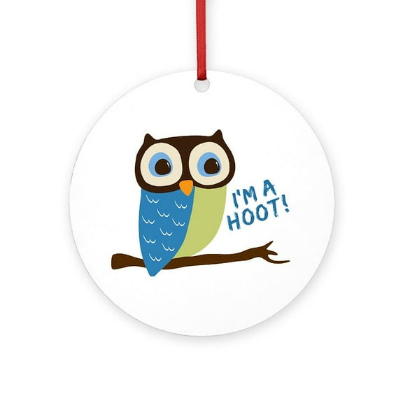 CafePress - Owl Art I'm A Hoot - Round Wood Ornament 4"