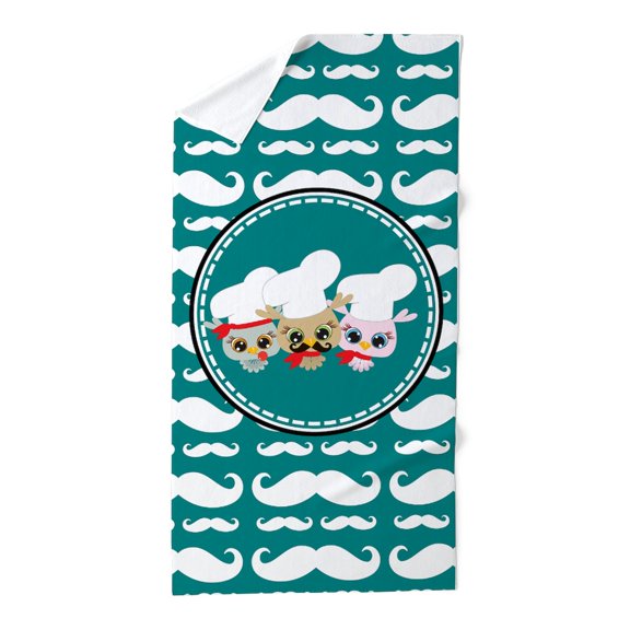 CafePress - Owl Mustache Chef And Friends - Large Beach Towel, Soft 30"x60" Towel with Unique Design