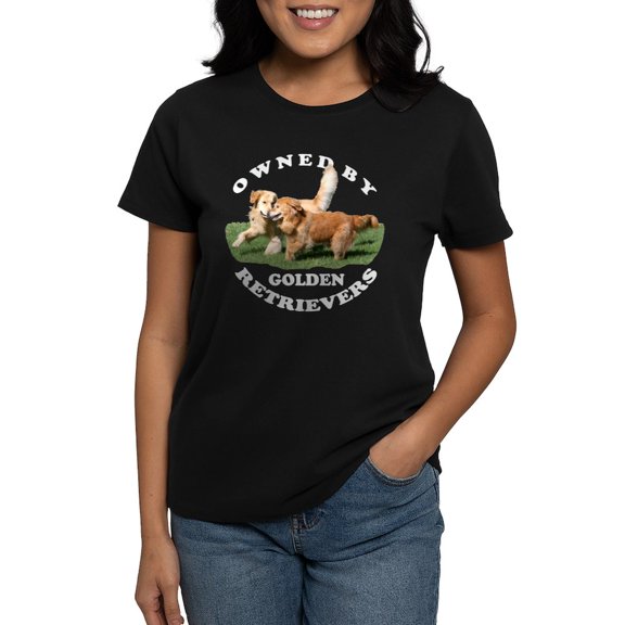 CafePress - Owned By Golden Retrievers Wmn's T Shirt - Women's Traditional Fit Dark T-Shirt