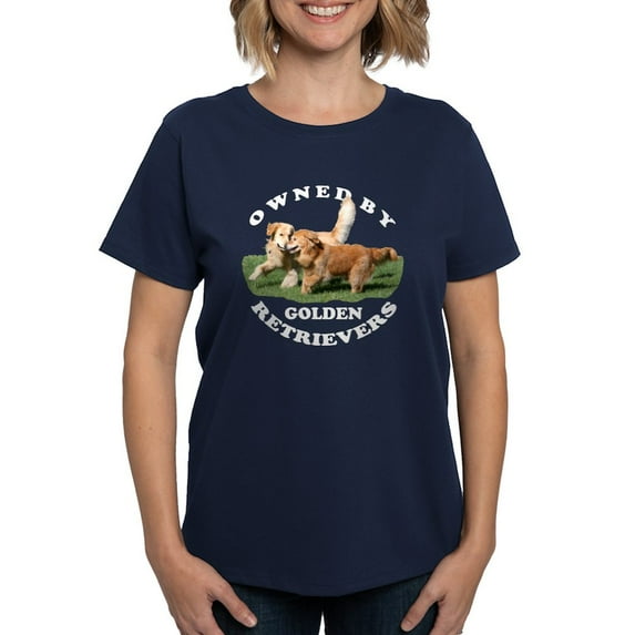 CafePress - Owned By Golden Retrievers Wmn's T Shirt - Women's Traditional Fit Dark T-Shirt