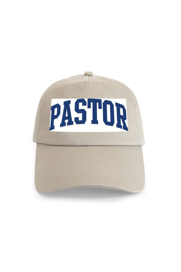 - PASTOR Design (Blue) Cap - Adjustable 100% Brushed Unisex Casual Cotton Baseball Cap, Beige, 1