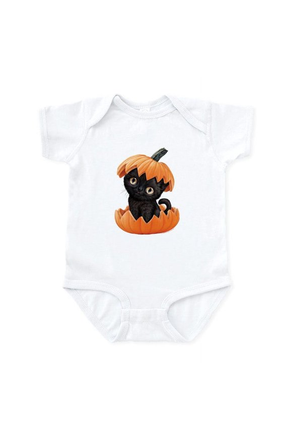 - PD Moreno's Halloween Black Kitty - Baby Light Bodysuit, Size Newborn - 24 Months