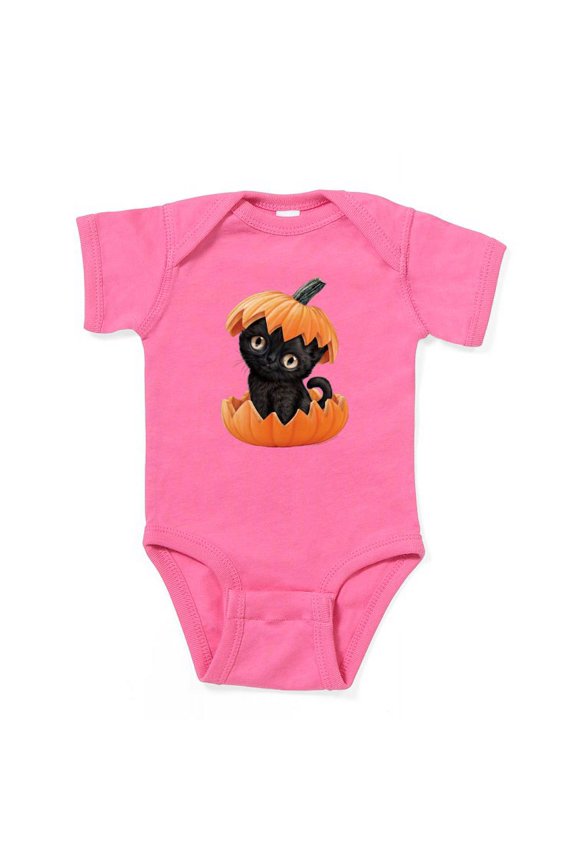 - PD Moreno's Halloween Black Kitty - Cute Infant Bodysuit Baby Romper - Size Newborn - 24 Months
