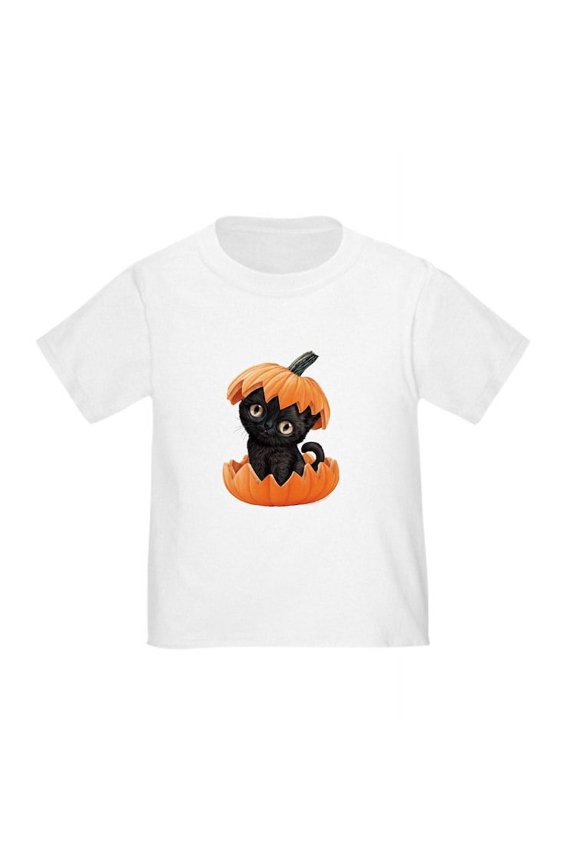 - PD Moreno's Halloween Black Kitty Toddler T Shirt - Cute Toddler T-Shirt, 100% Cotton