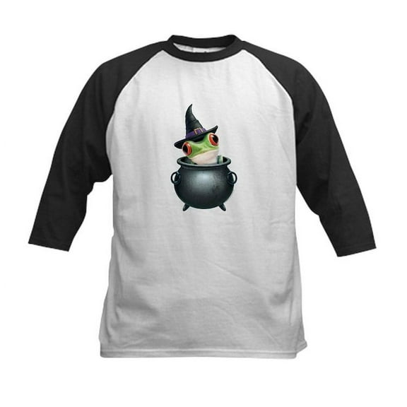 CafePress - PD Moreno's Halloween Frog Kids Baseball T Shirt - Kids Cotton Baseball Jersey, 3/4 Sleeve Shirt