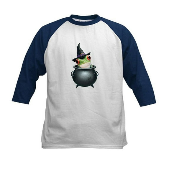 CafePress - PD Moreno's Halloween Frog Kids Baseball T Shirt - Kids Cotton Baseball Jersey, 3/4 Sleeve Shirt