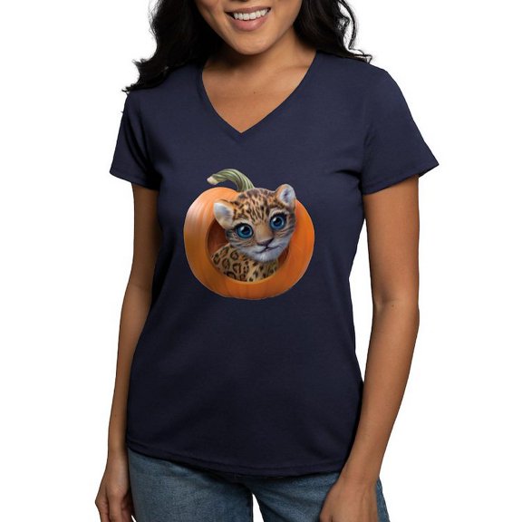 CafePress - PD Moreno's Halloween Jagua Women's V Neck T Shirt - Women's V-Neck Dark T-Shirt