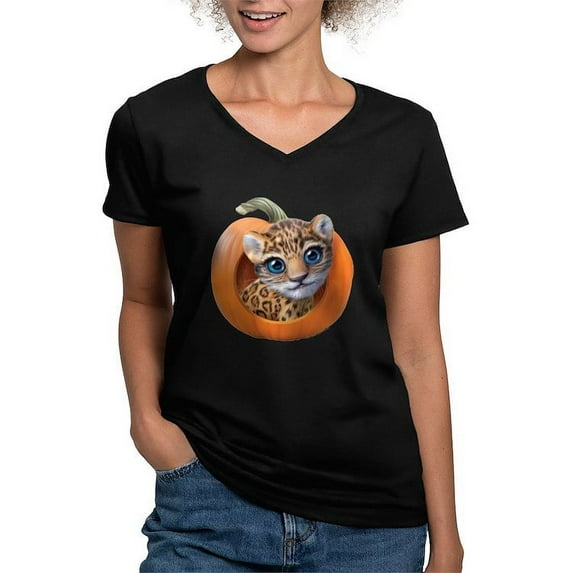 CafePress - PD Moreno's Halloween Jagua Women's V Neck T Shirt - Women's V-Neck Dark T-Shirt