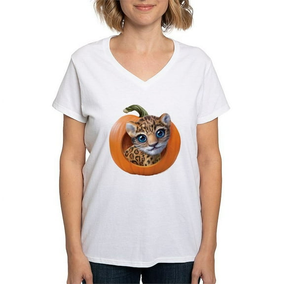 CafePress - PD Moreno's Halloween Jagua Women's V Neck T Shirt - Womens Cotton V-Neck T-shirt