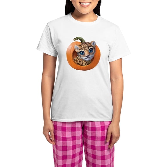 CafePress - PD Moreno's Halloween Jaguar - Women's Short Sleeve Print T-Shirt and Pants Light Cotton Pajama Set