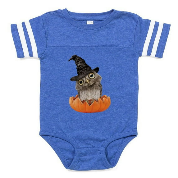 CafePress - PD Moreno's Halloween Owl - Cute Infant Baby Football Bodysuit