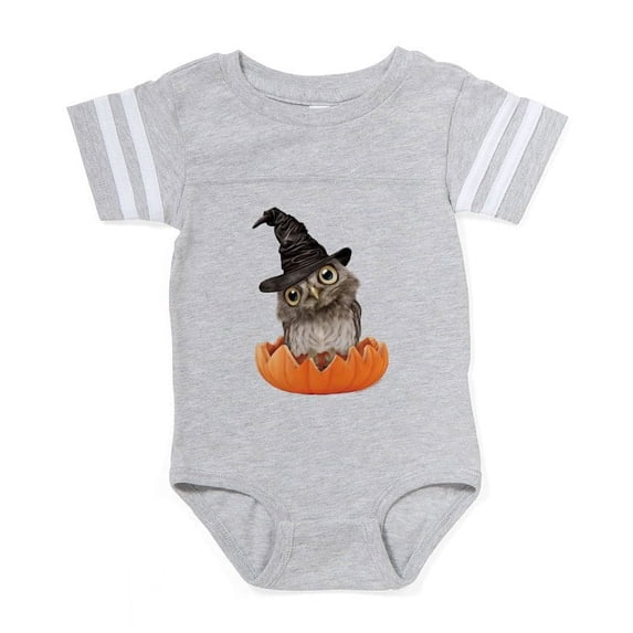 CafePress - PD Moreno's Halloween Owl - Cute Infant Baby Football Bodysuit