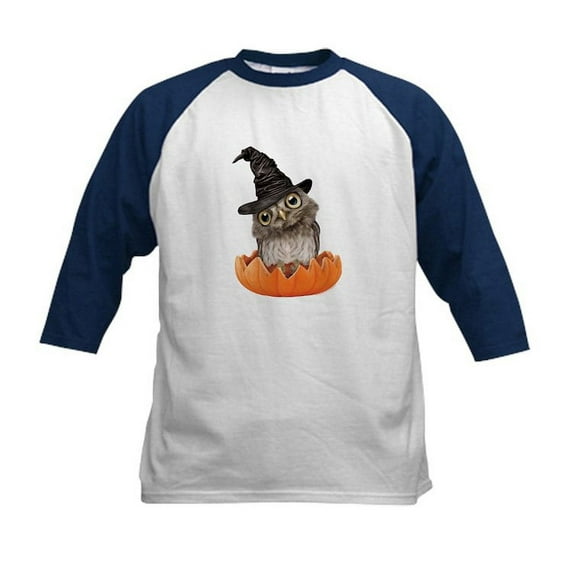 CafePress - PD Moreno's Halloween Owl Kids Baseball T Shirt - Kids Cotton Baseball Jersey, 3/4 Sleeve Shirt