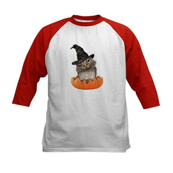 CafePress - PD Moreno's Halloween Owl Kids Baseball T Shirt - Kids Cotton Baseball Jersey, 3/4 Sleeve Shirt