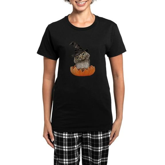CafePress - PD Moreno's Halloween Owl - Women's Short Sleeve Print T-Shirt and Pants Dark Cotton Pajama Set