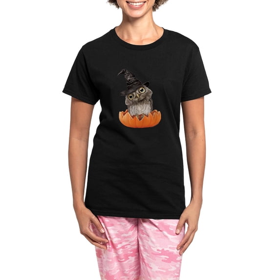 CafePress - PD Moreno's Halloween Owl - Women's Short Sleeve Print T-Shirt and Pants Dark Cotton Pajama Set