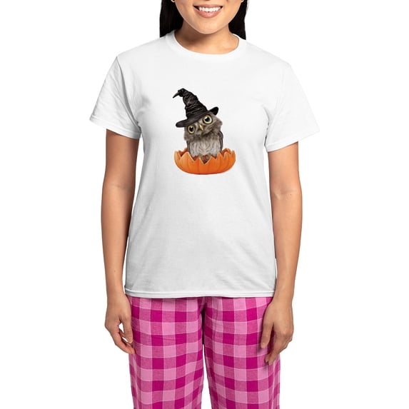 CafePress - PD Moreno's Halloween Owl - Women's Short Sleeve Print T-Shirt and Pants Light Cotton Pajama Set
