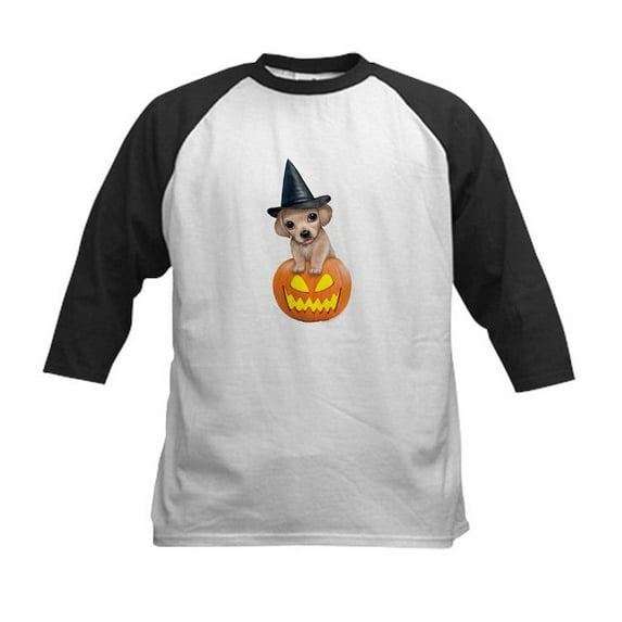 CafePress - PD Moreno's Halloween Puppy Kids Baseball T Shirt - Kids Cotton Baseball Jersey, 3/4 Sleeve Shirt