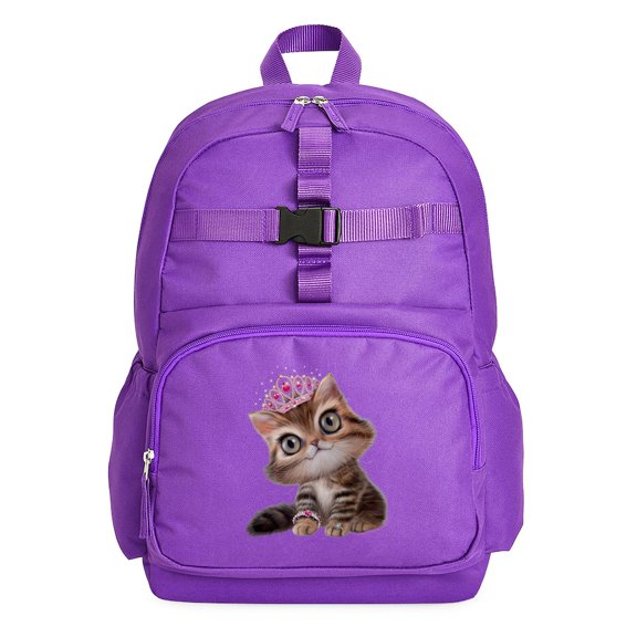 CafePress - PD Moreno's Tabby Cat Wearing A Tiara - Cute School Travel Backpack