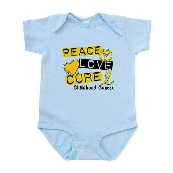 CafePress - PEACE LOVE CURE Childhood Cancer Infant Bodysuit - Baby Light Bodysuit, Size Newborn - 24 Months
