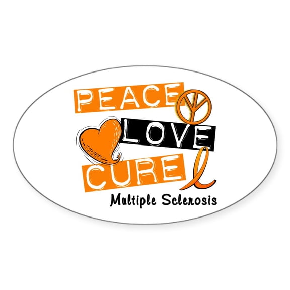 CafePress - PEACE LOVE CURE MS Oval Sticker - Sticker (Oval)