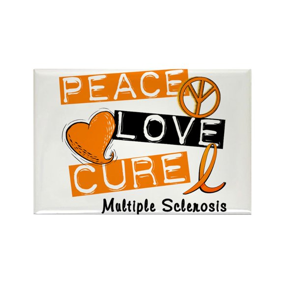 CafePress - PEACE LOVE CURE MS - Rectangle Magnet, 2"x3" Refrigerator Magnet