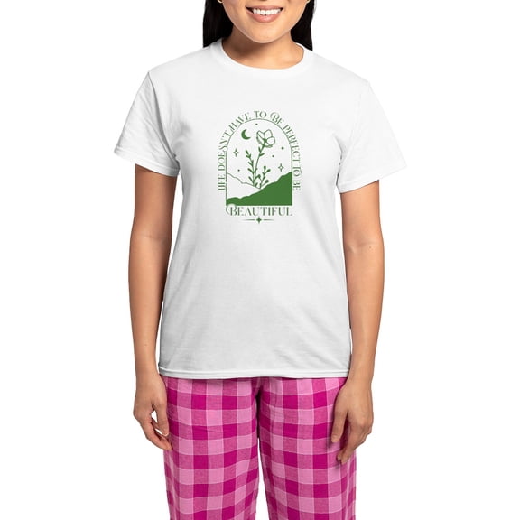 CafePress - PERFECT TO BE Pajamas - Women's Short Sleeve Print T-Shirt and Pants Light Cotton Pajama Set