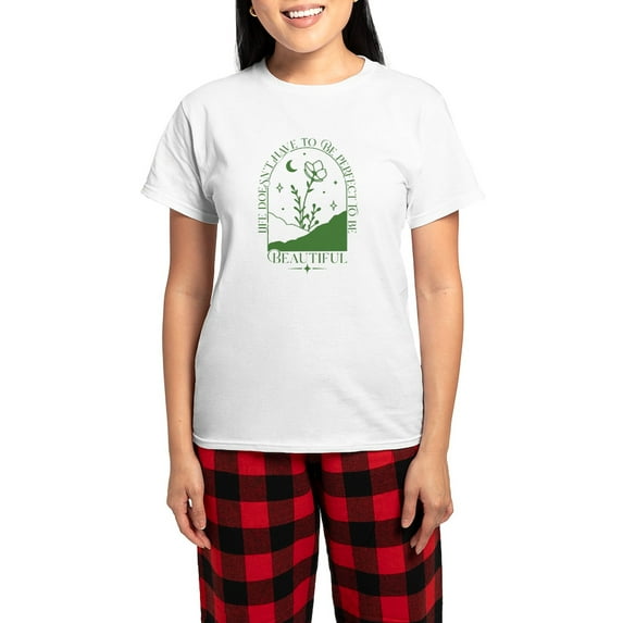 CafePress - PERFECT TO BE Pajamas - Women's Short Sleeve Print T-Shirt and Pants Light Cotton Pajama Set