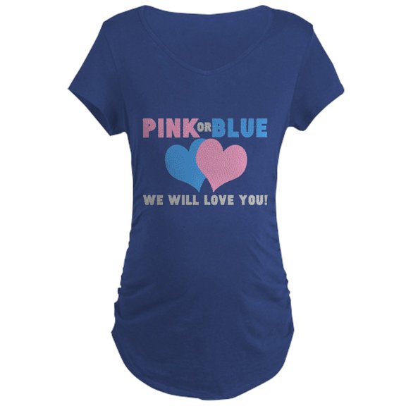 CafePress - PINK OR BLUE Maternity T Shirt - Maternity Dark T-Shirt