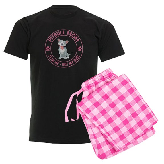 CafePress - PITBULL MOM Men's Dark Pajamas - Men's Dark Loose Fit Cotton Pajama Set