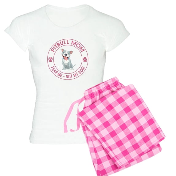 CafePress - PITBULL MOM Women's Light Pajamas - Women's Short Sleeve Print T-Shirt and Pants Light Cotton Pajama Set
