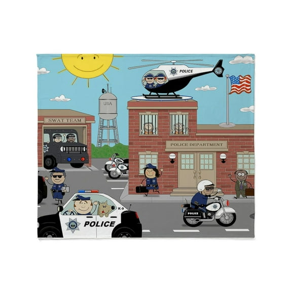 CafePress - POLICE DEPARTMENT SCENE Throw Blanket - Soft Fleece Throw Blanket, 50"x60" for All Ages
