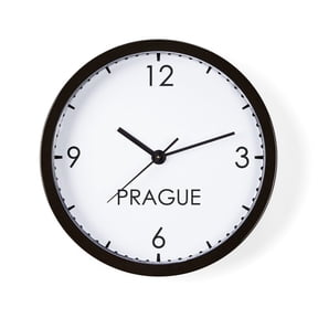 CafePress - PRAGUE World Clock - 10" Quartz Analog Battery-Powered Modern Wall Clock, Unique