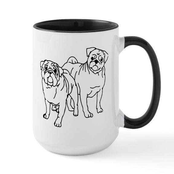 CafePress - PUGS - 15 oz Ceramic Large White Novelty Mug
