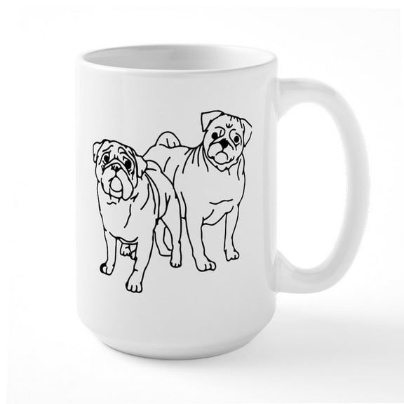 CafePress - PUGS - 15 oz Ceramic Large White Novelty Mug