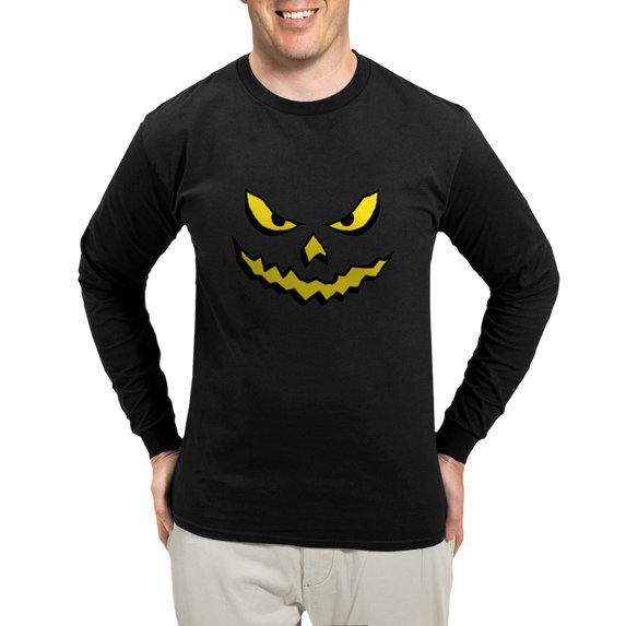 CafePress - PUMKIN FACE APPLIQUE Long Sleeve T Shirt - Long Sleeve Dark T-Shirt