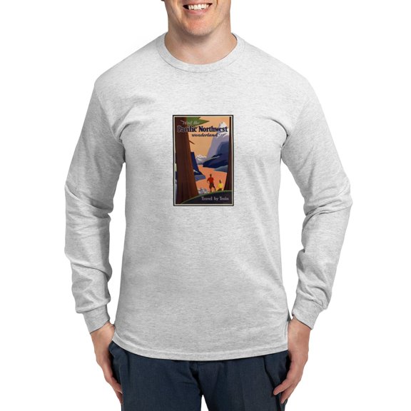 CafePress - Pacific Northwest Vintage Art Long Sleeve T Shirt - Unisex Cotton Long Sleeve T-Shirt