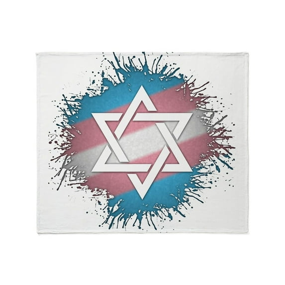 CafePress - Paint Splatter Transgender Pride Star Of David - Soft Fleece Throw Blanket, 50"x60" for All Ages