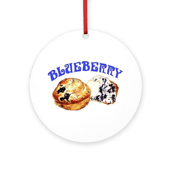 CafePress - Painted Blueberry Muffins -  Round Wood Ornament 4"