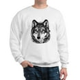 thumbnail image 1 of CafePress - Painted Wolf Grayscale Sweatshirt - Crew Neck Sweatshirt, 1 of 4
