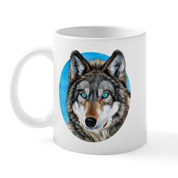 CafePress - Painted Wolf Mug - 11 oz Ceramic Mug - Novelty Coffee Tea Cup