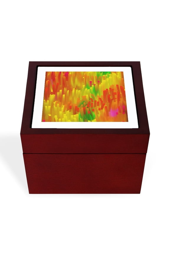 - Painterly Wave - Keepsake Box, Finished Hardwood Jewelry Box, Velvet Lined Memento Box