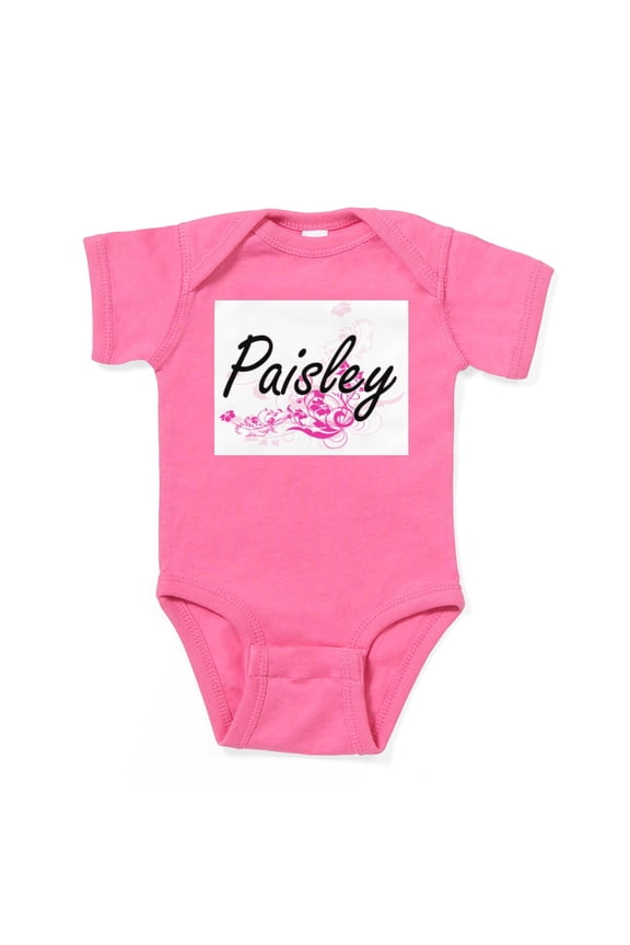 - Paisley Artistic Name Design With Flower Body Suit - Cute Infant Bodysuit Baby Romper - Size Newborn - 24 Months