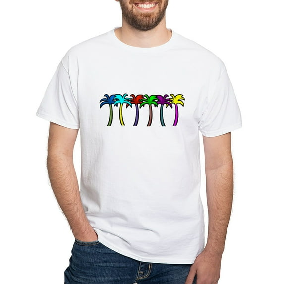 CafePress - Palm Trees White T Shirt - Men's White Classic Cotton T-Shirts