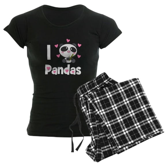 CafePress - Panda Love Women's Dark Pajamas - Women's Short Sleeve Print T-Shirt and Pants Dark Cotton Pajama Set