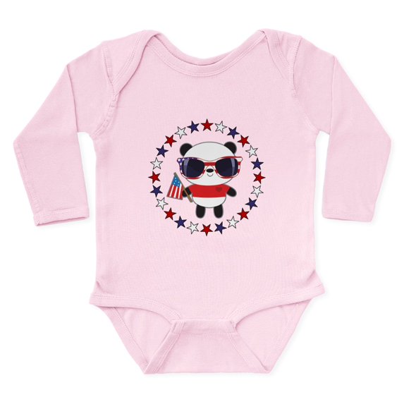CafePress - Panda Patriotic USA - Long Sleeve Cotton Baby Bodysuit