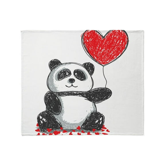 CafePress - Panda With Heart Balloon Throw Blanket - Soft Fleece Throw Blanket, 50"x60" for All Ages